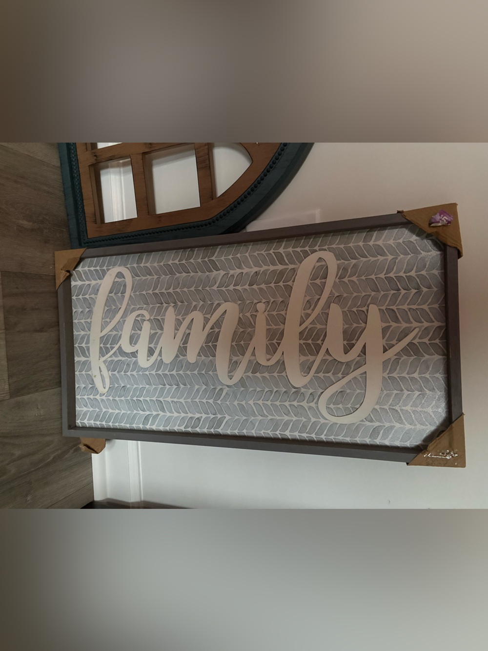 Source Unknown Family Script Wall Art in Gray and White